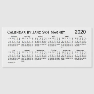 2020 White Smoke Calendar von Janz 9x4 Magnet