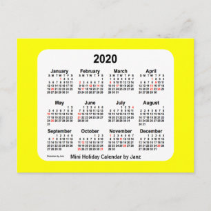 2020 Yellow Holiday Calendar von Janz Postcard Feiertagspostkarte