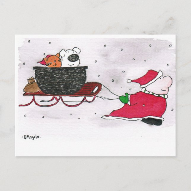 2020 Zickzackkarte mit Haustieren Postkarte (Vorderseite)