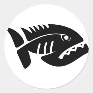 2021112006 Piraña ,(Tierisch) Runder Aufkleber