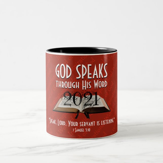 2021 | BenutzerRed | GOD SPEAKS | CHRISTLICH Zweifarbige Tasse (Mittel)