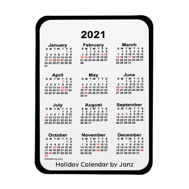 2021 Black Holiday Calendar von Janz Magnet