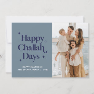 2021 Blaue glückliche Challah-Tage Hanukkah-Foto Feiertagskarte