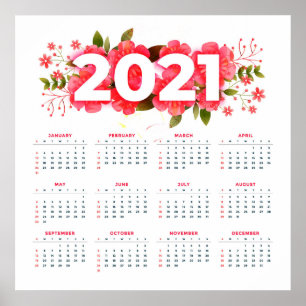 2021 Blumenkalender Poster