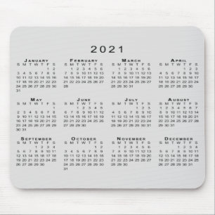2021 Calendar Simple Gray and Black Mousepad