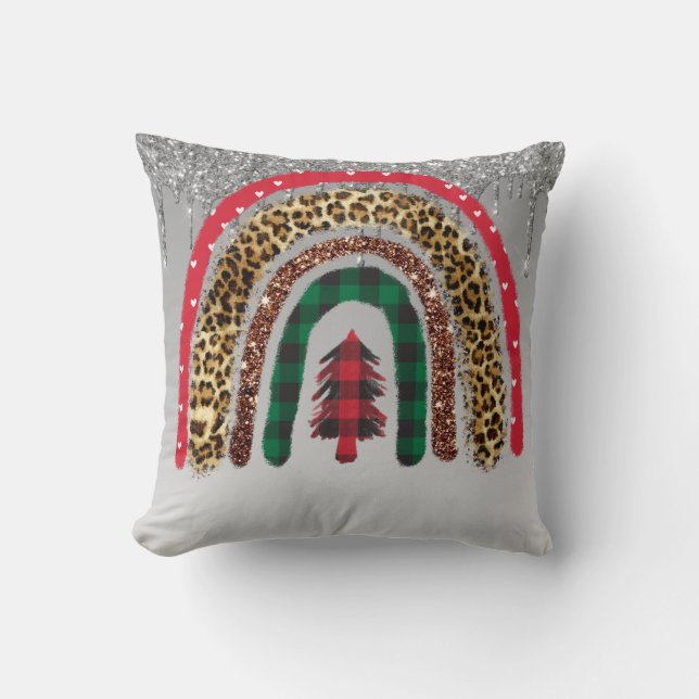 2021 Custom Christmas Rainbow Gold Glitzer Glam Kissen (Vorderseite)
