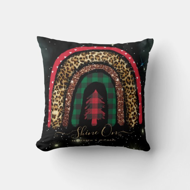 2021 Custom Christmas Rainbow Gold Glitzer Glam Kissen (Vorderseite)