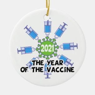 2021 Das Jahr des Impfstoffes - Feierliche Erinner Keramik Ornament