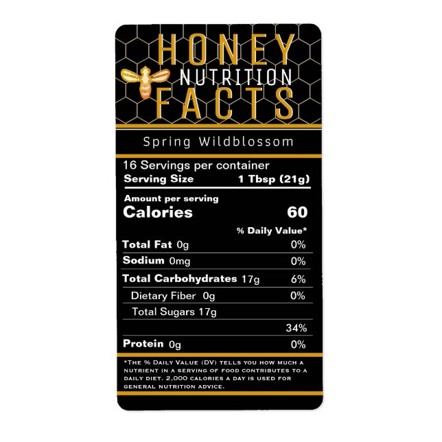 2021 FDA Honey Nutrition Black Honeycomb and Bee (Vorne)