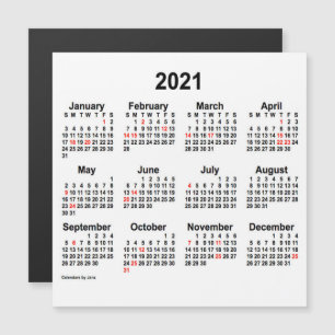 2021 Feiertagskalender von Janz 5x5 Magnet