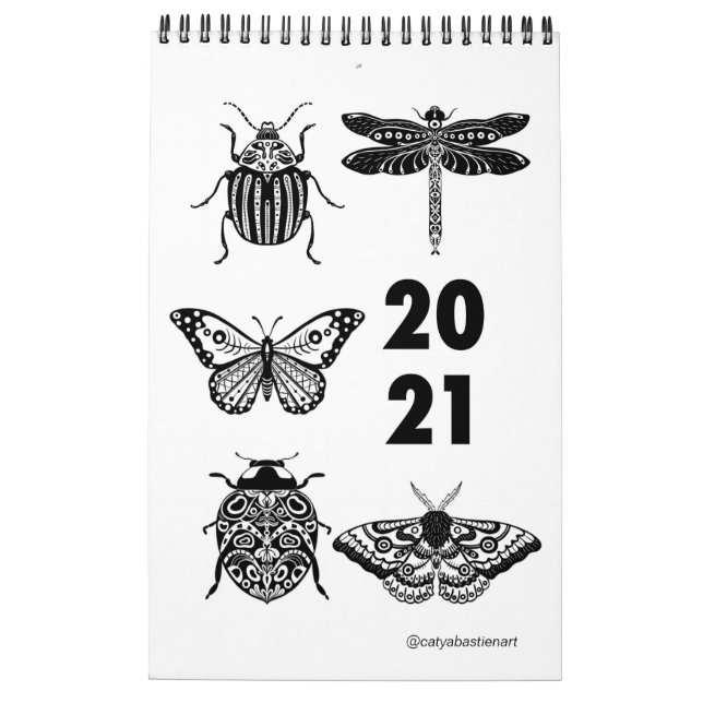 2021 Folk Art Bug Illustration Kalender (Rückseite)