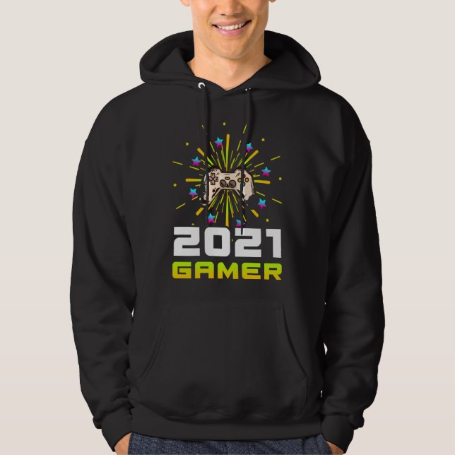 2021 Gamer Play Computer Video Games 2021 Firework Hoodie (Vorderseite)