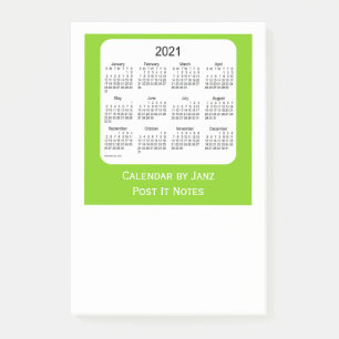 2021 Gelbe grüne Post Es notiert Kalender von Jan Post-it Klebezettel