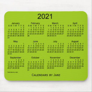 2021 Gelber grüner Kalender von Janz Mouse Pad Mousepad