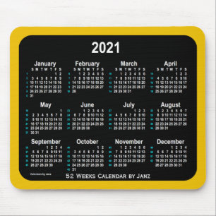 2021 Gold Neon 52 Weeks Calendar von Janz Mousepad