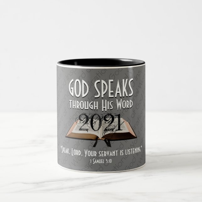 2021 | Grau | Gottes Word-Bibel | CHRISTLICH Zweifarbige Tasse (Mittel)