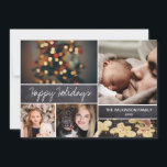 2021 Happy Holidays Foto Collage Chalkboard Feiertagskarte<br><div class="desc">Ihre schönen Fotos verdienen es,  während dieser Jahreszeit geteilt zu werden,  wenn Sie herzliche Wünsche senden. Personalisieren Sie dieses moderne Design mit Ihrem Familiengruß. Finden Sie die anderen Stücke aus der Sammlung.</div>