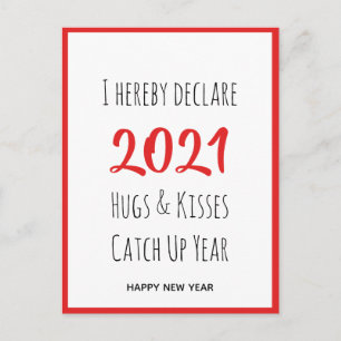 2021 Hugs Kisses fangen auf   Neujahr Postkarte