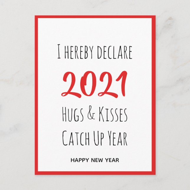 2021 Hugs Kisses fangen auf | Neujahr Postkarte (Vorderseite)