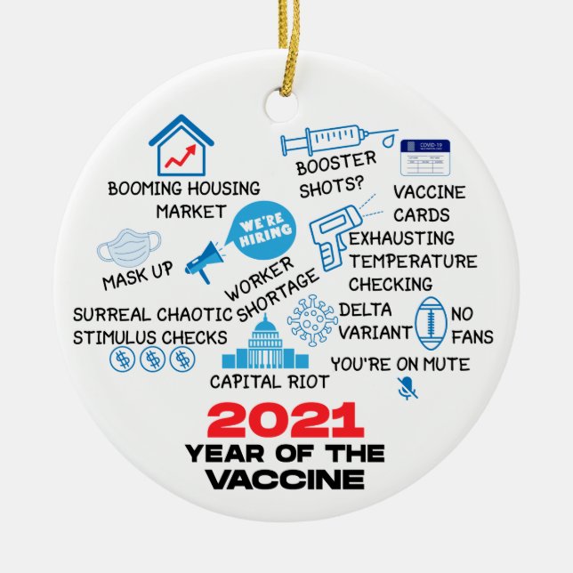 2021 Jahr der Impfung Funny Weihnachten Keramik Ornament (Vorne)