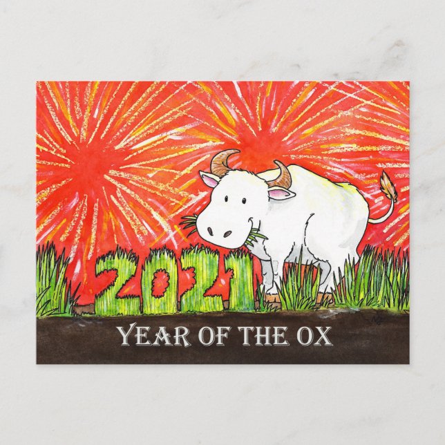 2021 Jahr der OX-Postkarte Postkarte (Vorderseite)