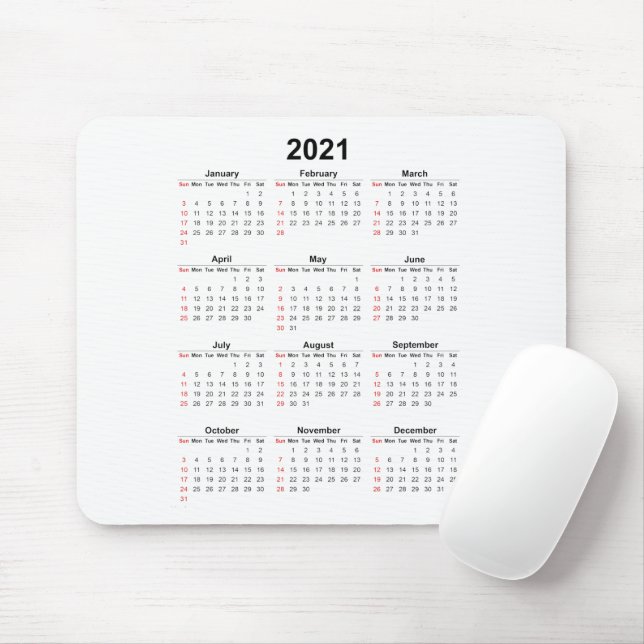 2021 Jährlicher Kalender - Grundlagen Mousepad (Mit Mouse)