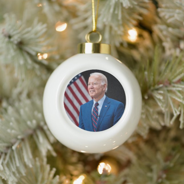 2021 Joe Biden US-Präsident Portrait Keramik Kugel-Ornament (Baum)