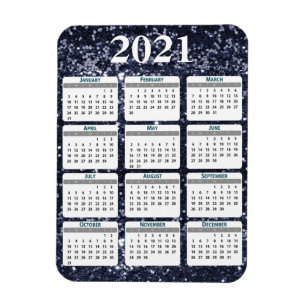 2021 Kalender mit Chunky Glitter und Sparkle für d Magnet