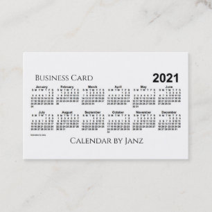 2021 Kalender von Janz White Euro Visitenkarte