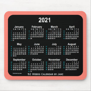 2021 Lachs Neon 52 Wochen Kalender von Janz Mousepad