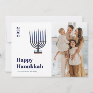 2021 Minimalistische Menora Kerze Hanukkah Foto Feiertagskarte