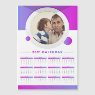 2021 Modernes Calendar Benutzerdefiniertes Foto Magnetkarte