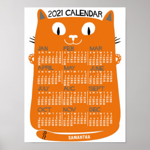2021 Monatlicher Kalender Mittelalterliche Orangen Poster
