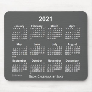 2021 Neon Charcoal Calendar by Janz Mousepad