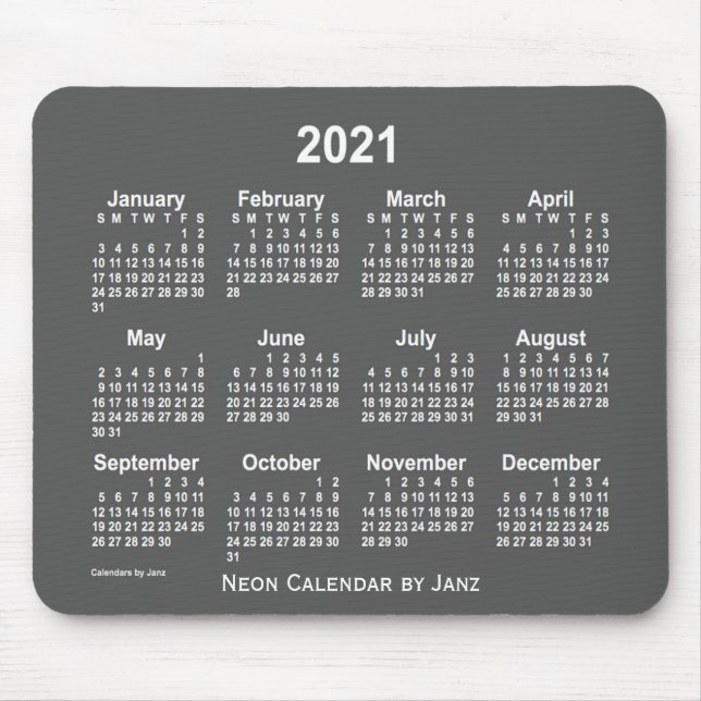 2021 Neon-Kohlekalender von Janz Mousepad (Vorne)