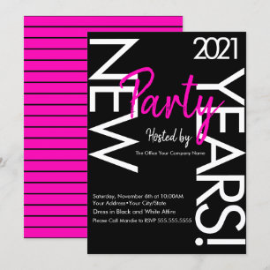 2021 Neon Silvesterparty Pink Weiße Typografie Einladung