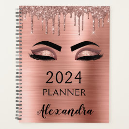 2021 Rose Gold Blush Pink Glitzer Eyelashes Planer