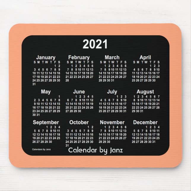 2021 Schwarzer Korallenkalender von Janz Mousepad (Vorne)