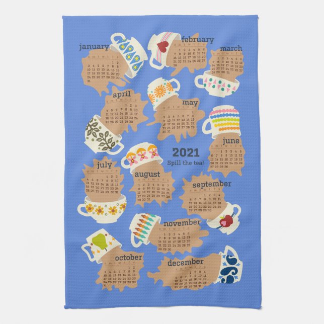 2021 Spill the Tea Calendar Kitchen Handtuch (Vertikal)