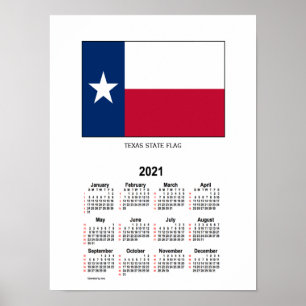 2021 Texas State Flag 52-Wochen-Kalender von Janz Poster