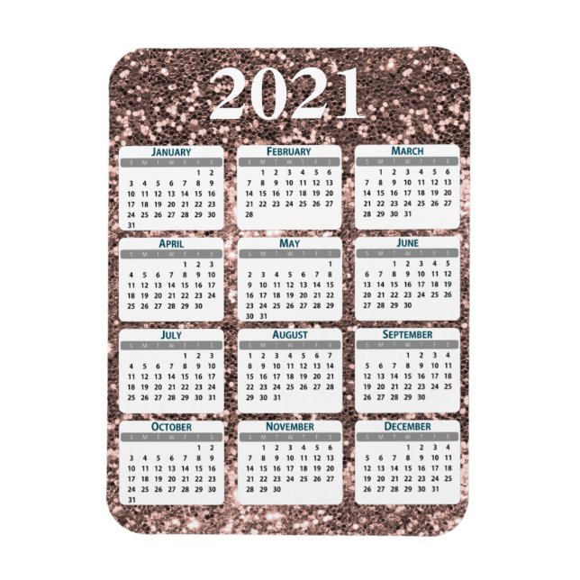 2021 Volljähriger Kirchenkalender Glitzer Sparkle Magnet (Vertikal)