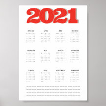 2021 Wand-Kalender-Poster