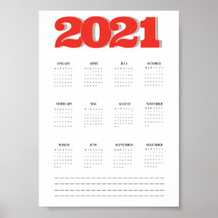 2021 Wand-Kalender-Poster Poster