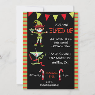2021 war Elfed Up Funny Cocktail Party Weihnachten Einladung