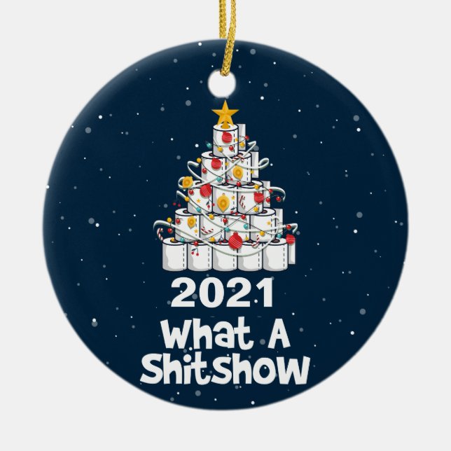 2021 Was für eine Shitshow, Toilettenpapier Keramik Ornament (Vorne)