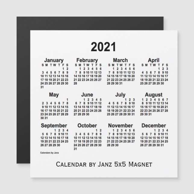 2021 Weißkalender von Janz 5x5 Magnet (Vorne/Hinten)