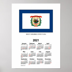 2021 West Virginia Flag Holiday Calendar von Janz Poster
