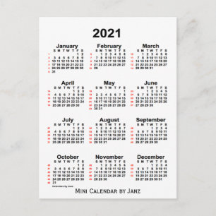 2021 White 52 Week Calendar by Janz Postcard Postkarte
