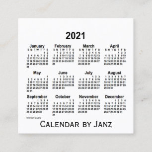 2021 White Calendar by Janz Square Business Card Quadratische Visitenkarte