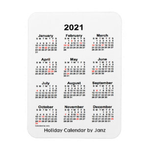 2021 White Holiday Calendar von Janz Magnet